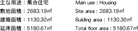 ӡ罻 Main use : Housing ѡ2683.19m2 Site area : 2683.19m2 ѡ1130.30m2 Building area : 1130.30m2 侲ѡ5180.67m2 Total floor area : 5180.67m2